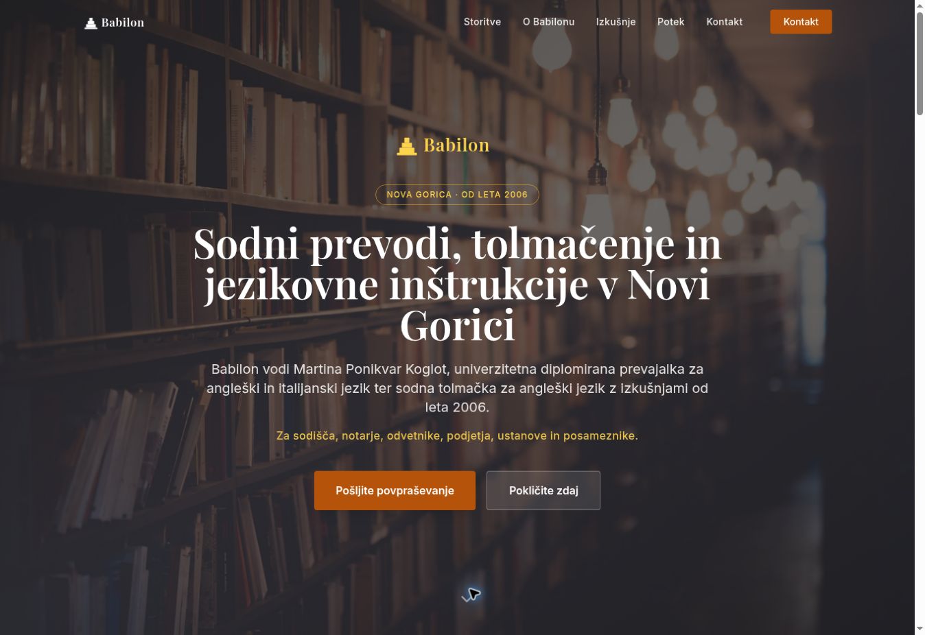 Dejanski predogled spletne strani: Babilon